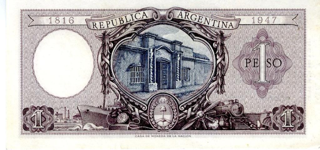 La fachada histórica de la Casa de la Independencia en Tucumán en un billete de 1947