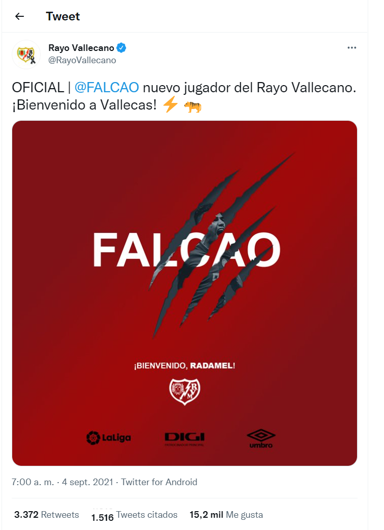 Falcao Fue Presentado Oficialmente Como Nuevo Jugador De Rayo Vallecano