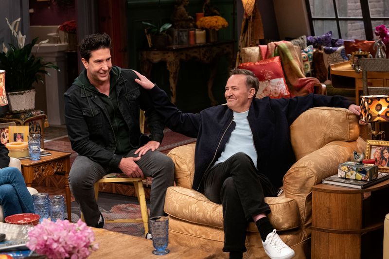 David Schwimmer y Matthew Perry en la reunión de "Friends".
Cortesía de HBO Max