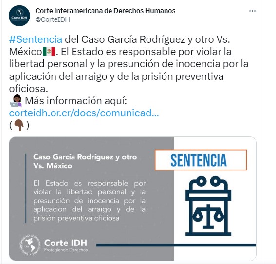 La corte notificó la sentencia contra el Estado Mexicano este 12 de abril. (FOTO: Twitter)