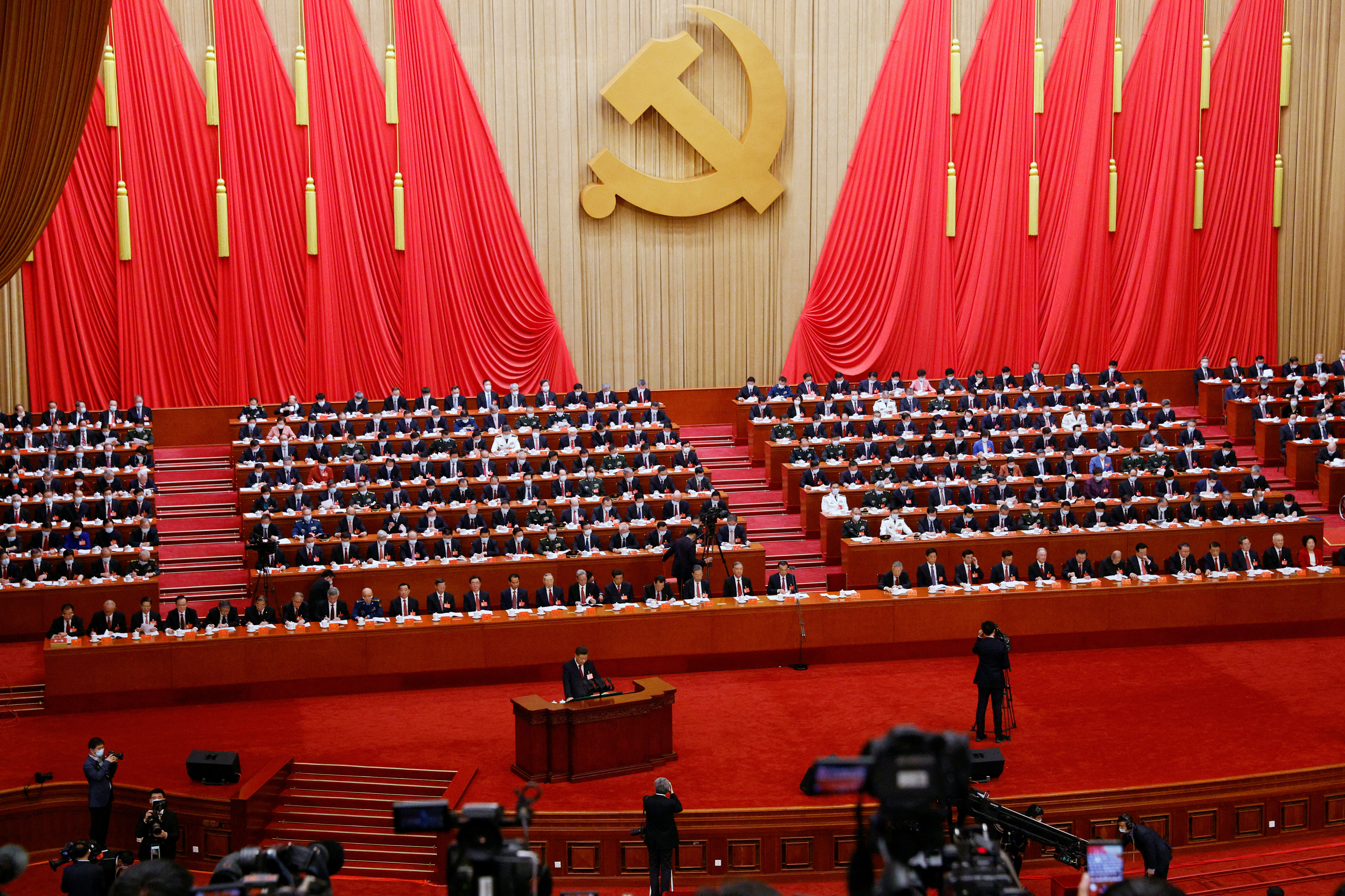 Chinese President Xi Jinping speaks at the opening ceremony of the 20th National Congress of the Communist Party of China at the Great Hall of the People in Beijing, China.