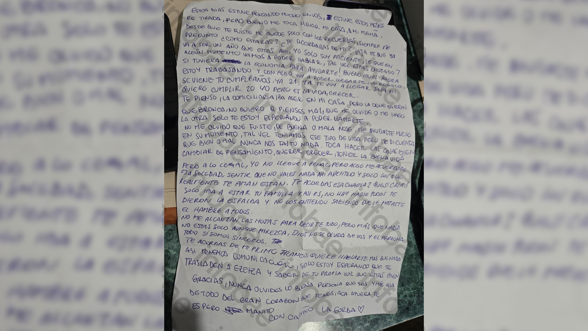 "Nunca olvides lo buena persona que sos": la carta de la ex novia de "Peque&ntilde;o J" a un a&ntilde;o de su detenci&oacute;n por el triple crimen narco