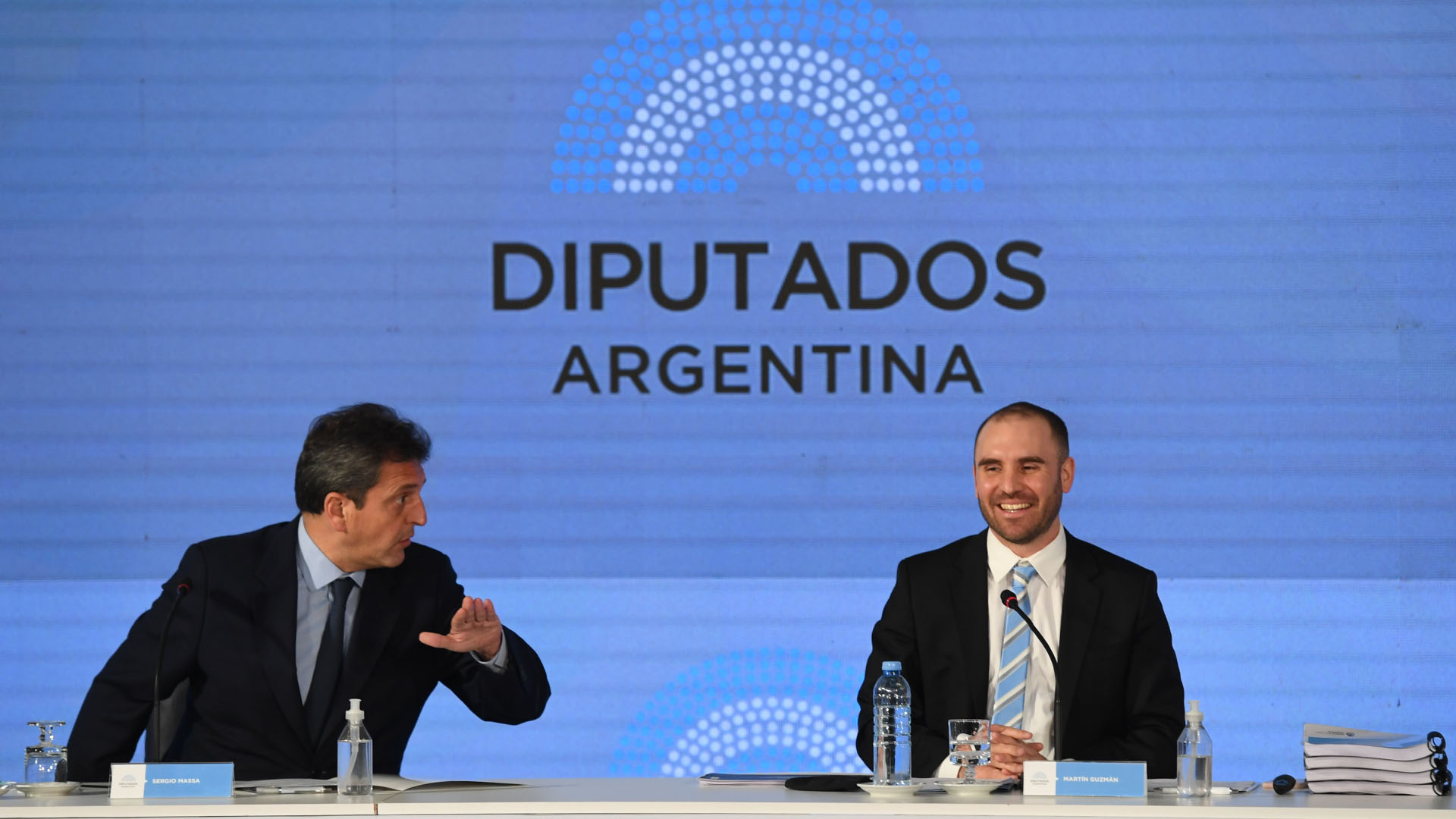 El presidente de la Cámaa de Diputados, Sergio Massa, y el ministro de Economía, Martín Guzmán