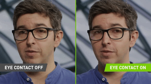 Software de NVIDIA permite modificar la dirección de los ojos de las personas para simular que ven hacia una cámara. (NVIDIA)