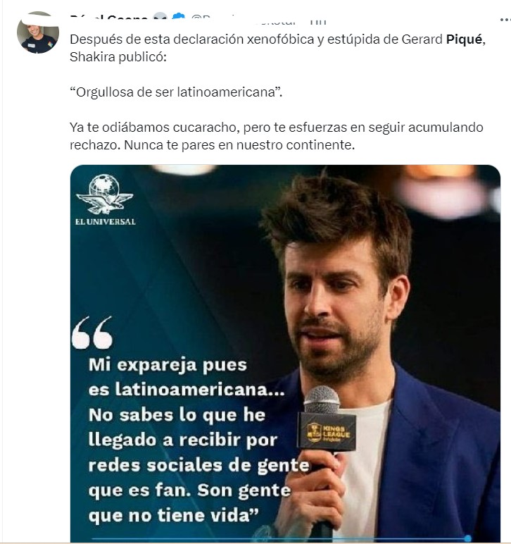 Tuis sobre Gerard Piqué y lo que piensa de los fans latinos de Shakira