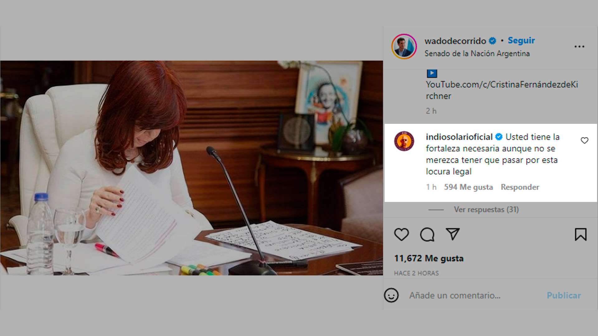 El comentario con el que el Indio Solari salió a apoyar a Cristina Kirchner