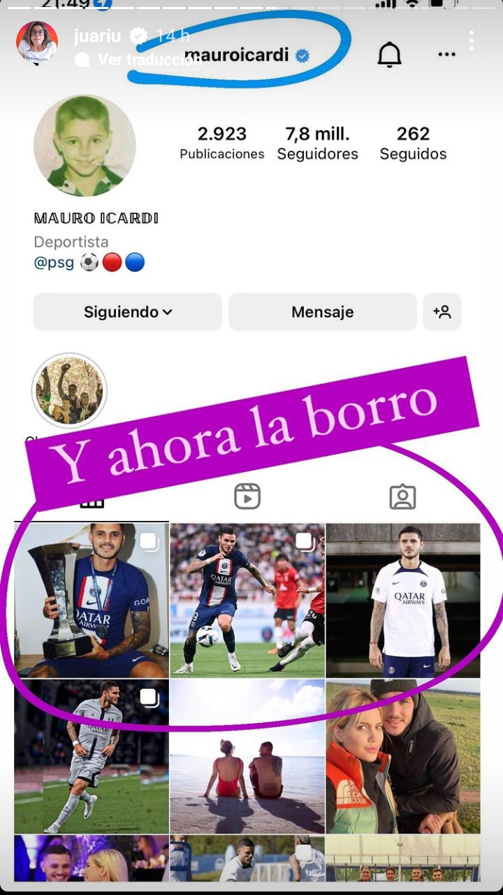 Luego, Mauro Icardi borró esa foto con Wanda en Instagram