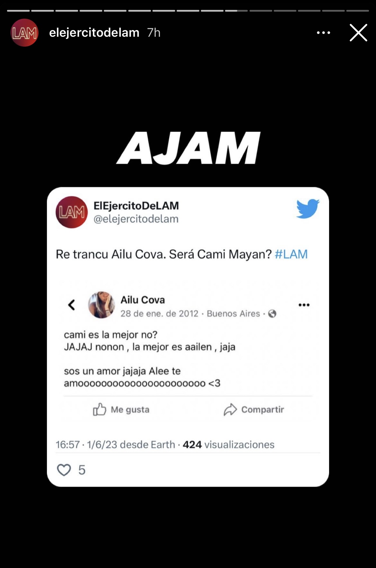 Las publicaciones de Ailén en su Facebook son de 2012 (Instagram)