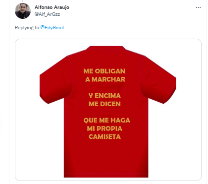 Among the criticisms is also that of the alleged assistance of carried.  (Photo:Twitter/Design of the shirts for the march on November 27)