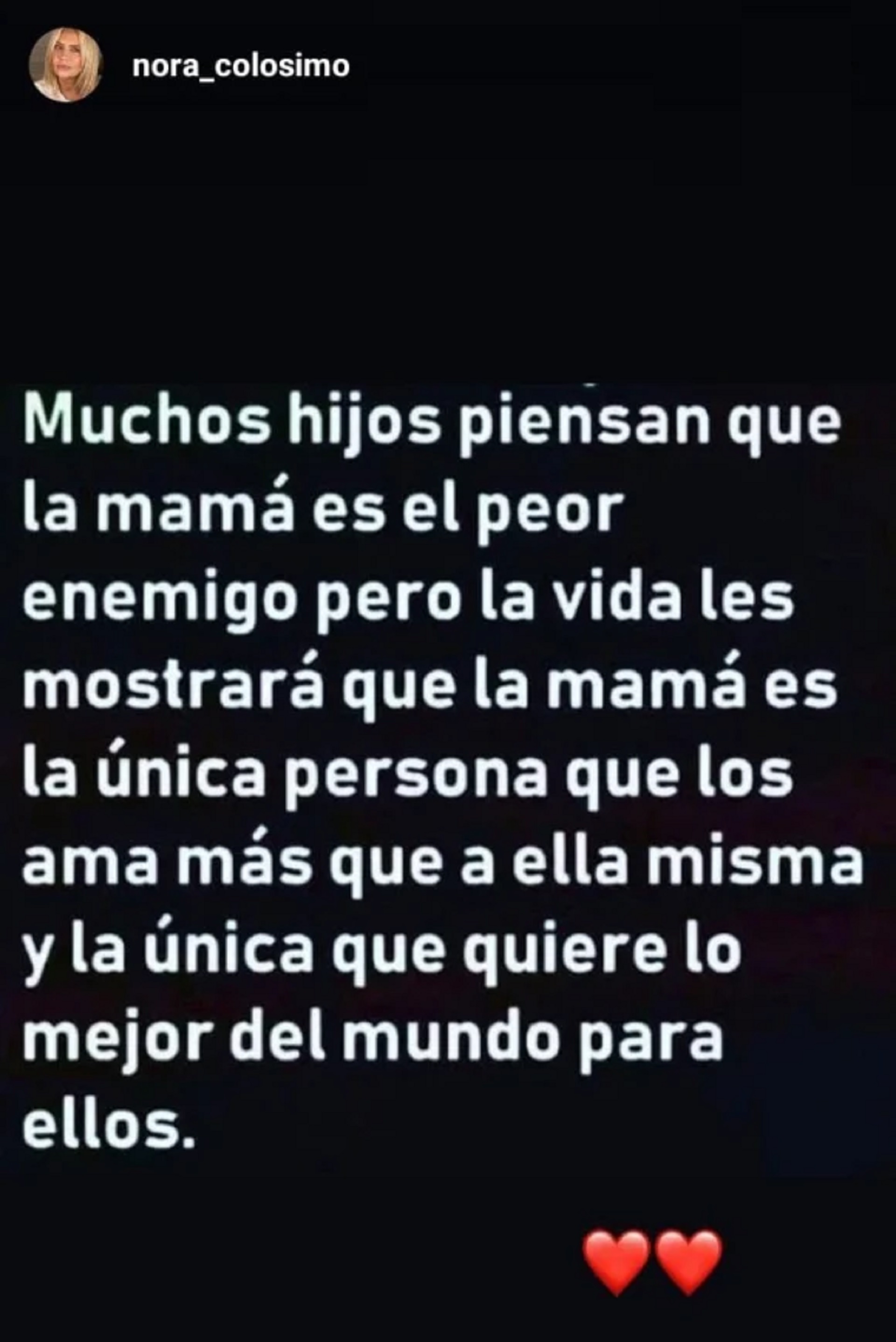 El mensaje de Nora Colosimo