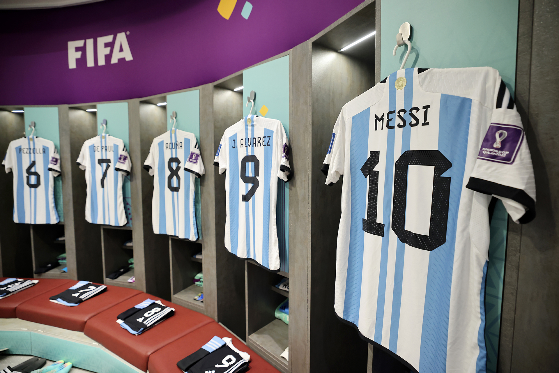 Así se ve el vestuario argentino (Photo by Hector Vivas - FIFA/FIFA via Getty Images)
