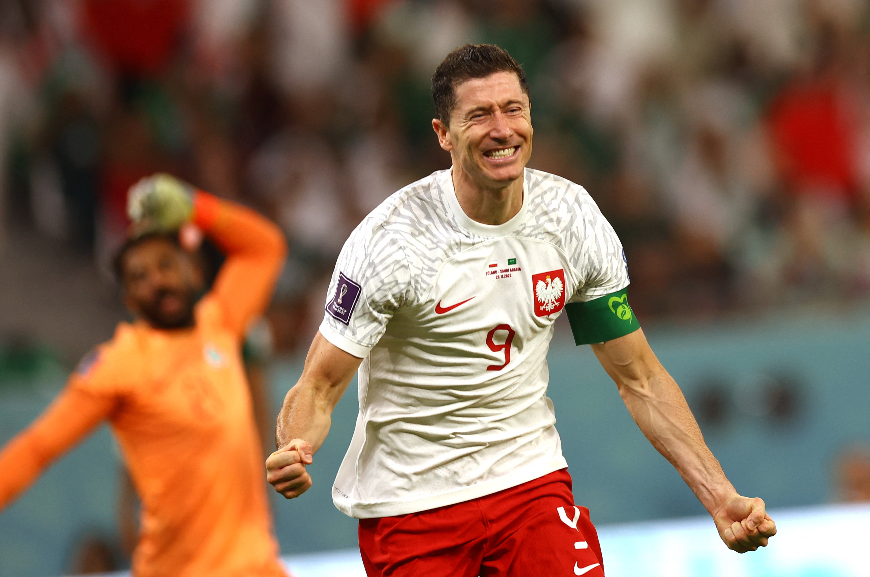 Robert Lewandowski pudo convertir ante Arabia Saudita su primer gol en un Mundial (REUTERS/Kai Pfaffenbach)