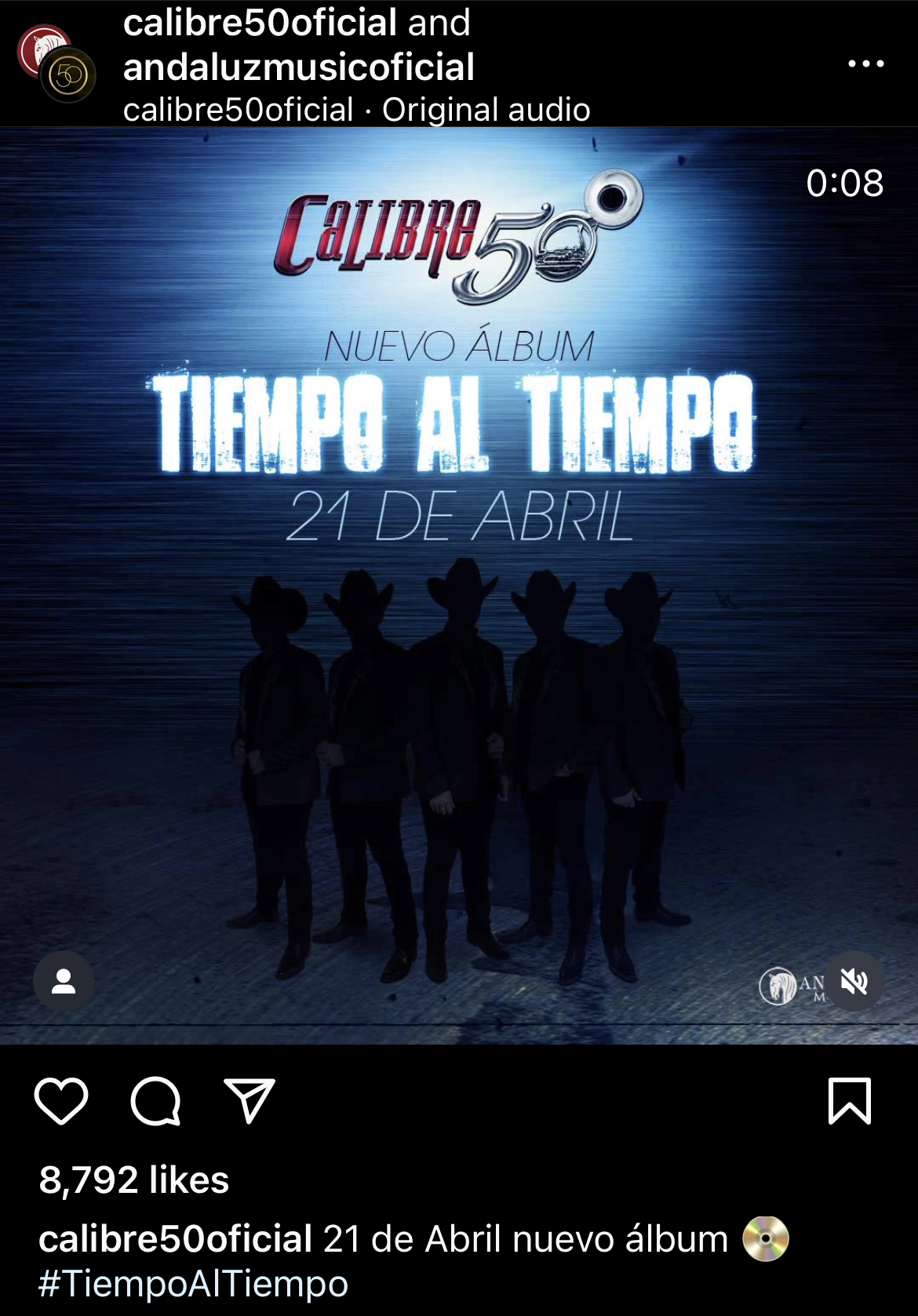 El grupo Calibre 50 dio a conocer en Instagram su nuevo álbum (Instagram @calibre50oficial)