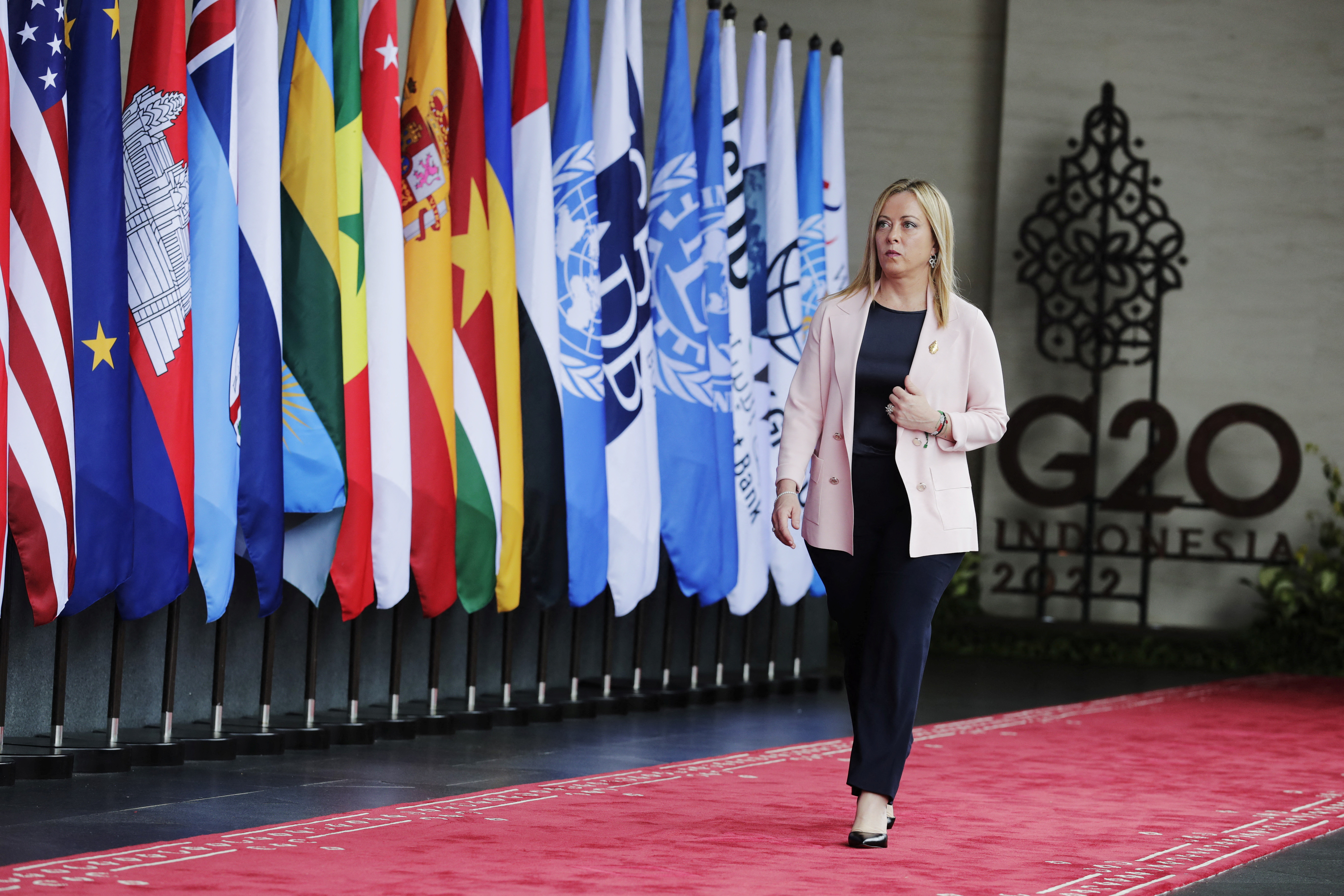 Il primo ministro italiano Giorgia Meloni al G20 di Bali (MAST IRRAM/Pool via REUTERS)