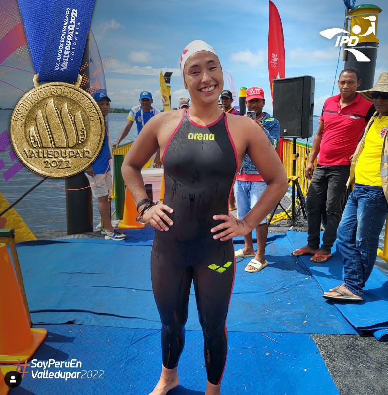 La deportista peruana de la selección de natación subió al podio con la presea dorada en la competencia 10000 metros aguas abiertas.