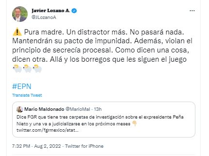 "Un distractor más", así señalo Lozano a las investigaciones contra Peña Nieto. (Foto: captura de pantalla)