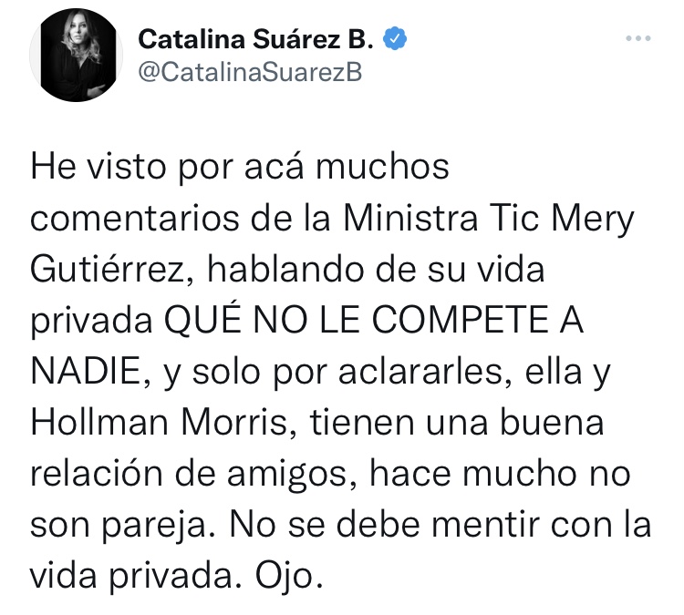 Tuit de Catalina Suárez