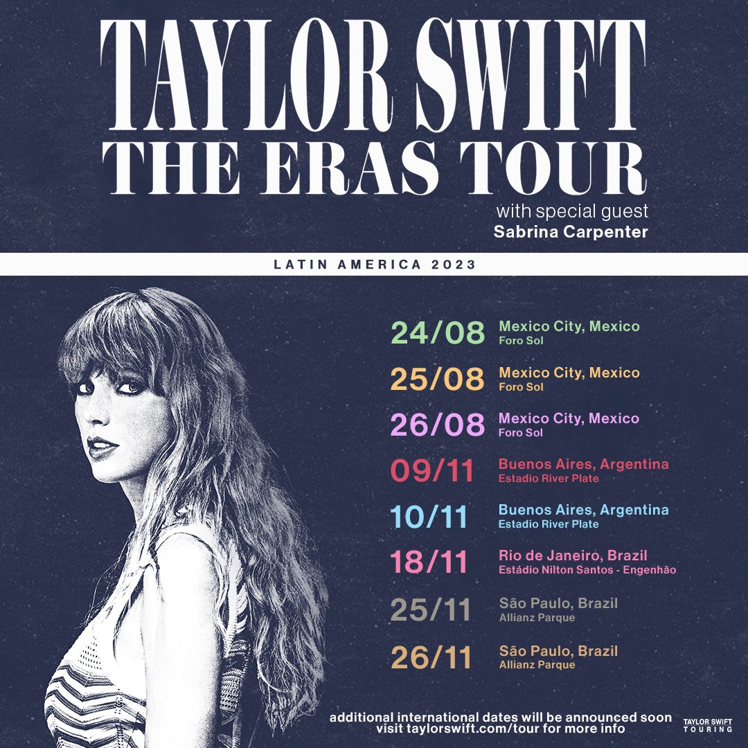 Taylor Swift confirmó nuevas fechas en Latinoamérica