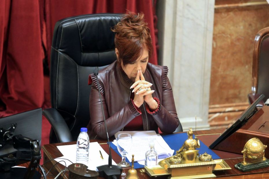 Cristina Fernández de Kirchner durante una sesión en la Cámara de Senadores