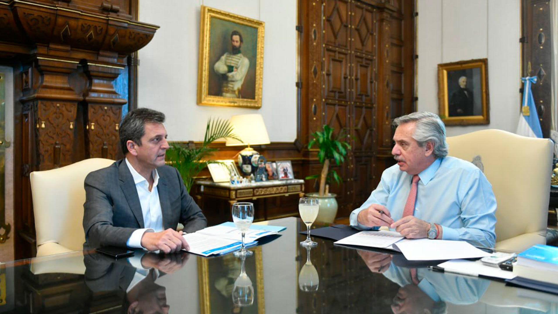 El presidente Alberto Fernández y Sergio Massa