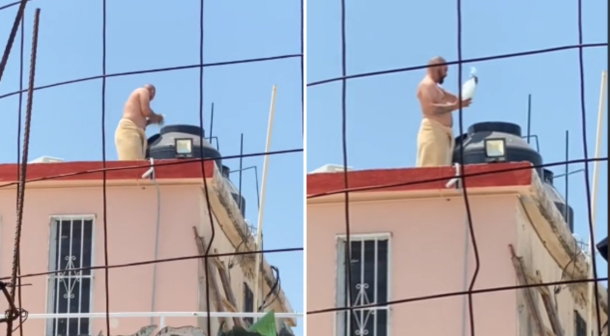 Hombre revoluciona las olas de calor con su técnica del tinaco congelado (Captura de pantalla)