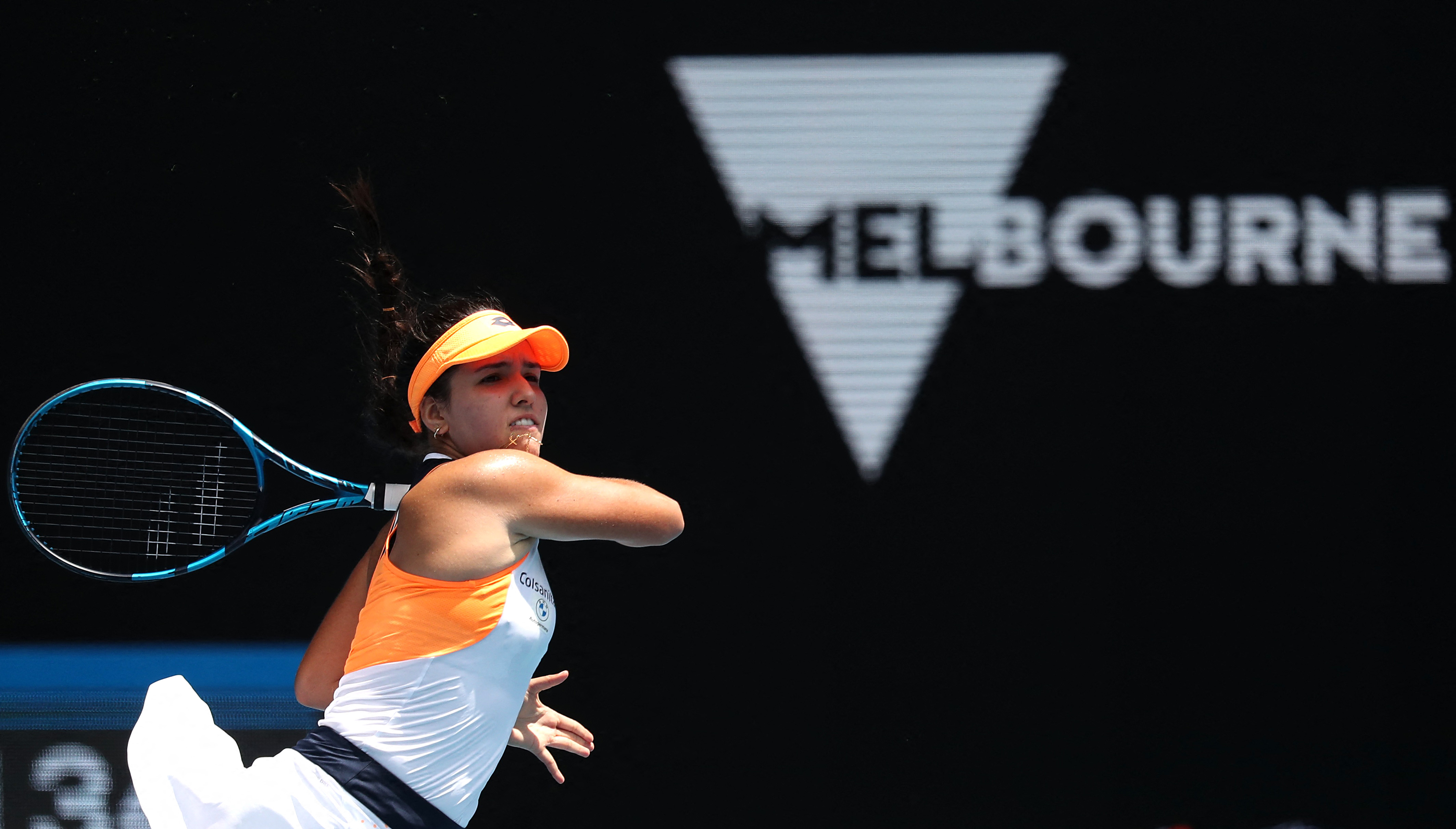 Tennis - Australian Open - Melbourne Park, Melbourne, Australia - January 17, 2022 Colombia's Camila Osorio in action during her first round match against  Japan's Naomi Osaka REUTERS/Asanka Brendon Ratnayake