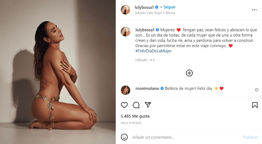 Con Desnudo Y Un Mensaje Reflexivo Luly Bossa Conmemoró El Día De La