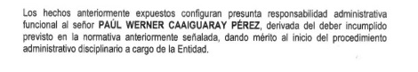 El viceministro Paúl Caiguaray no cumplió a cabalidad sus funciones como gerente general en Migraciones, según la Contraloría. 