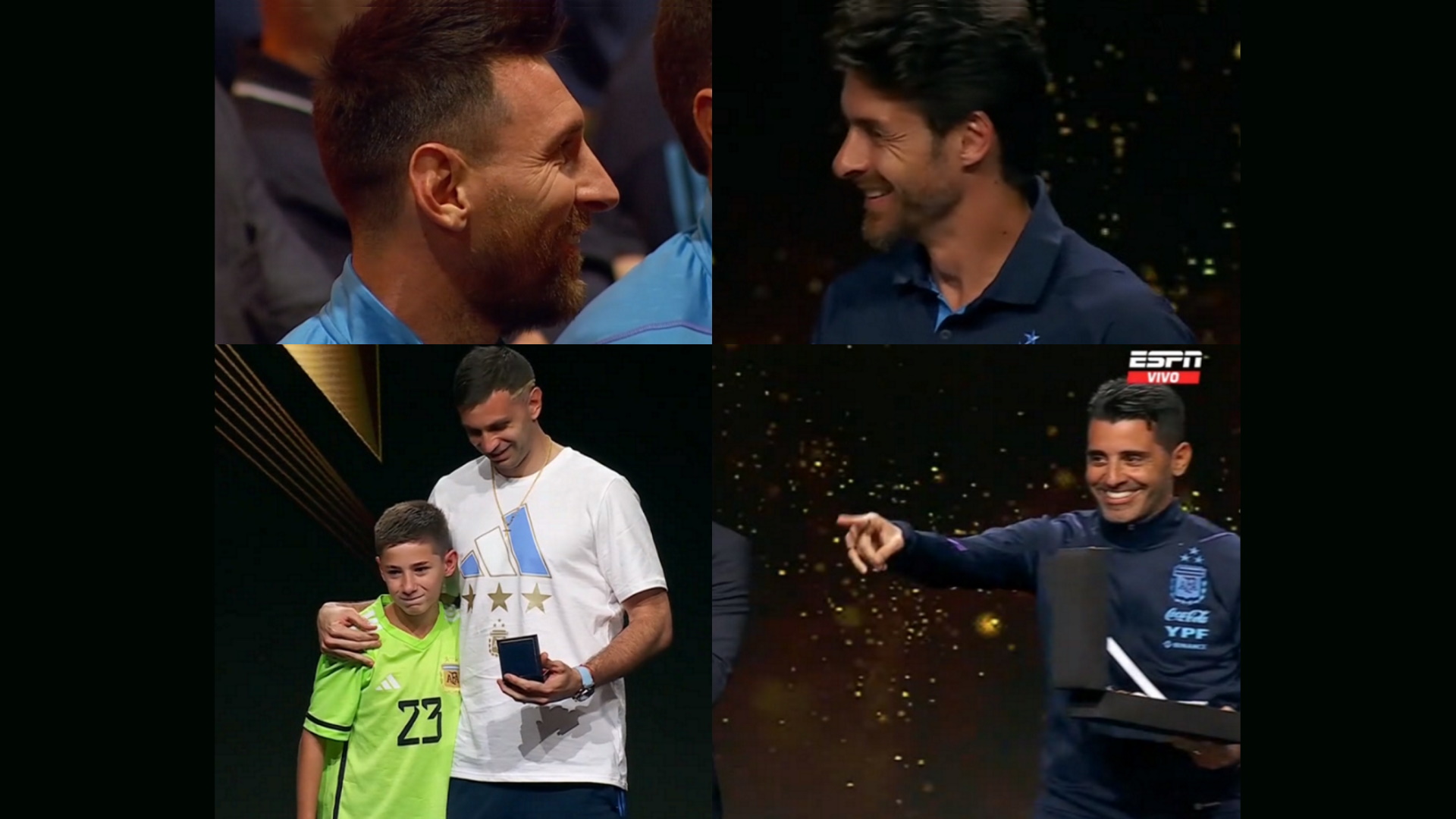 Las perlitas del homenaje a la Selección: la reacción de Messi al ver a su ídolo Aimar, las bromas a Martín Tocalli y el mini Dibu Martínez
