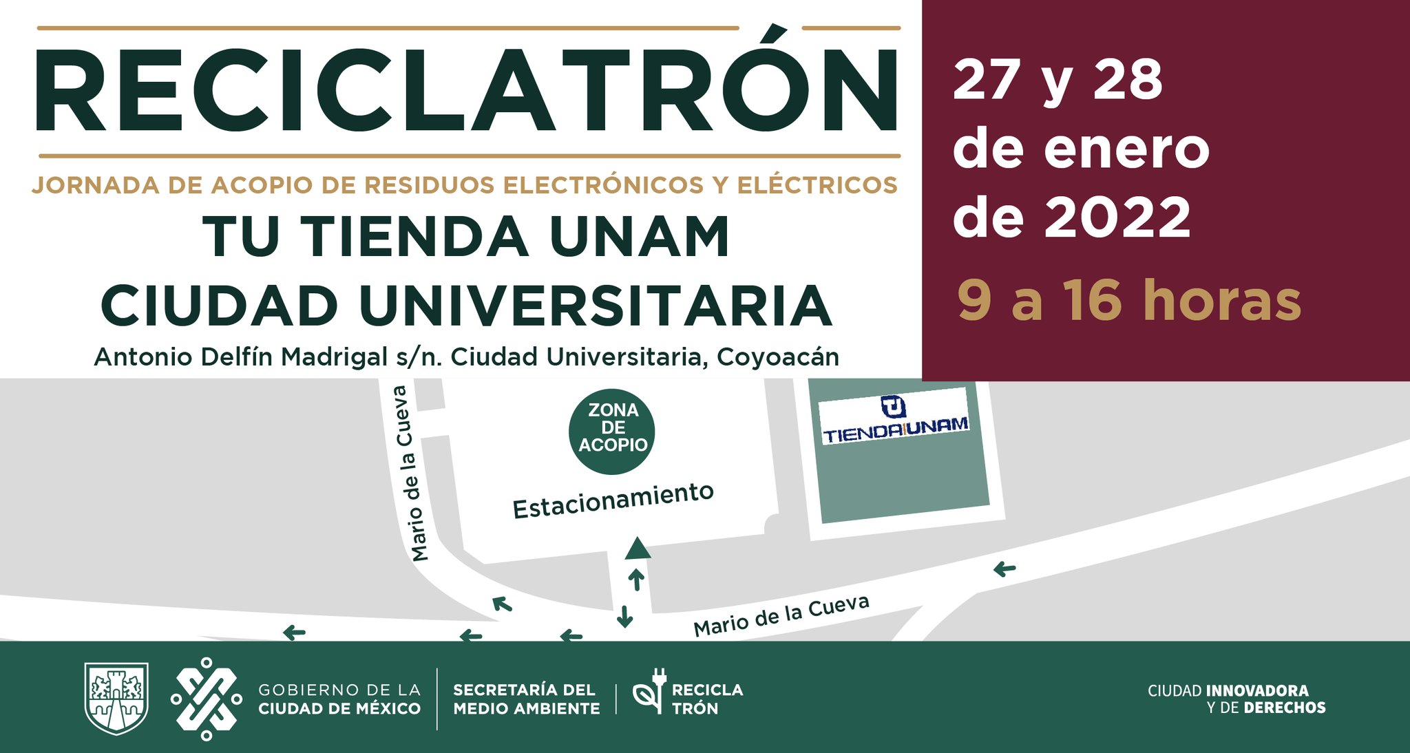 La primera sede del Reciclatrón será en la Tienda UNAM, Ciudad Universitaria (Foto: Sedema)