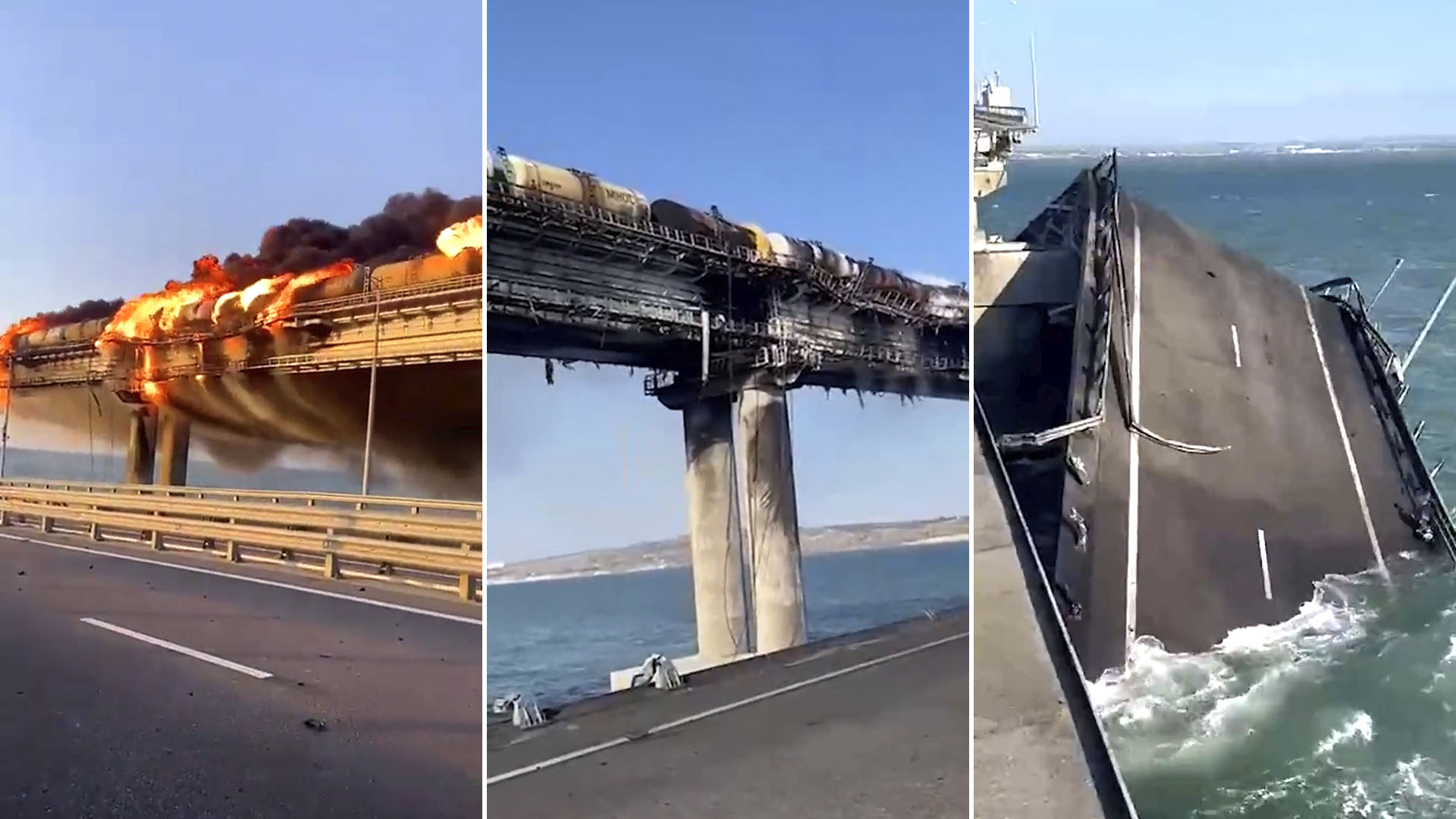 Así quedó el puente de Crimea tras la explosión