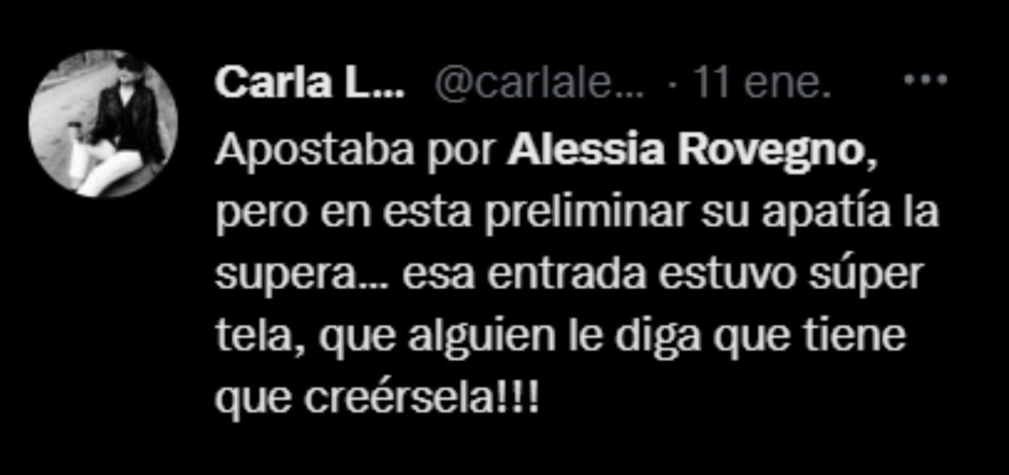 Reacción tras el paso de Alessia Rovegno en MU 2022.