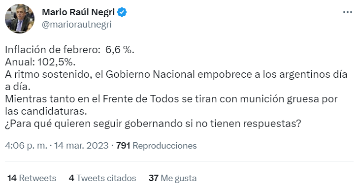 La opinión del referente del radicalismo 