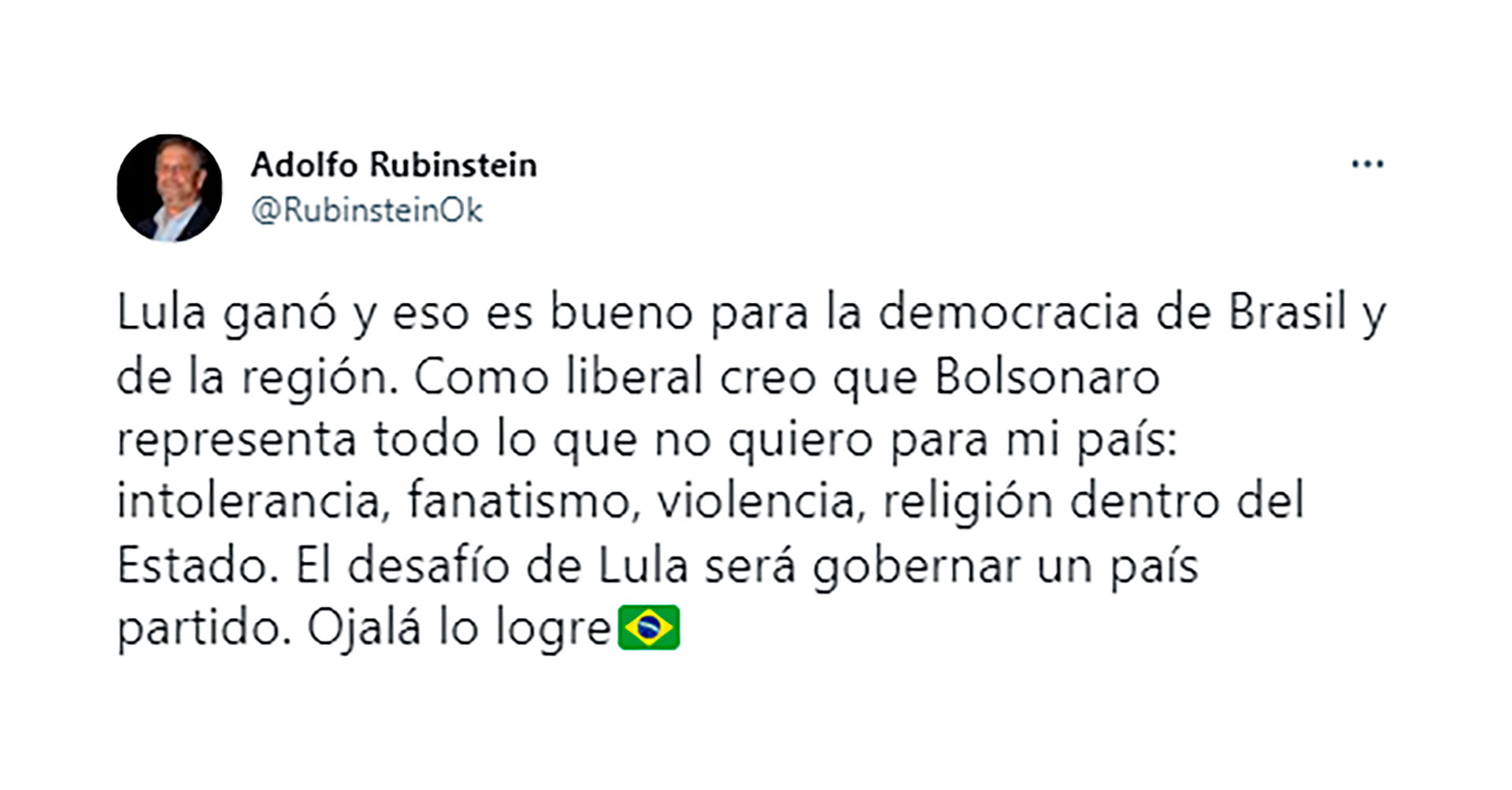 El ex ministro de Salud Adolfo Rubinstein también opinó sobre la victoria de Lula en Brasil 