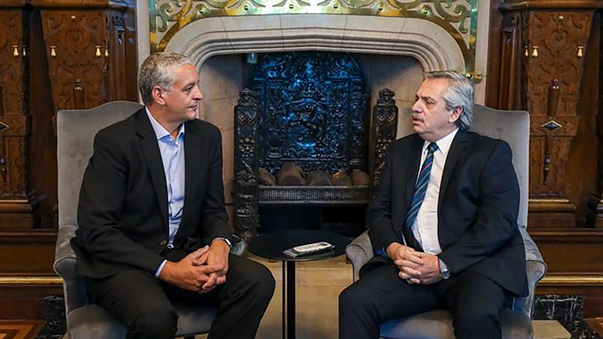 Alberto Fernández y su secretario de Derechos Humanos, Horacio Pietragalla, durante un encuentro en la Casa Rosada