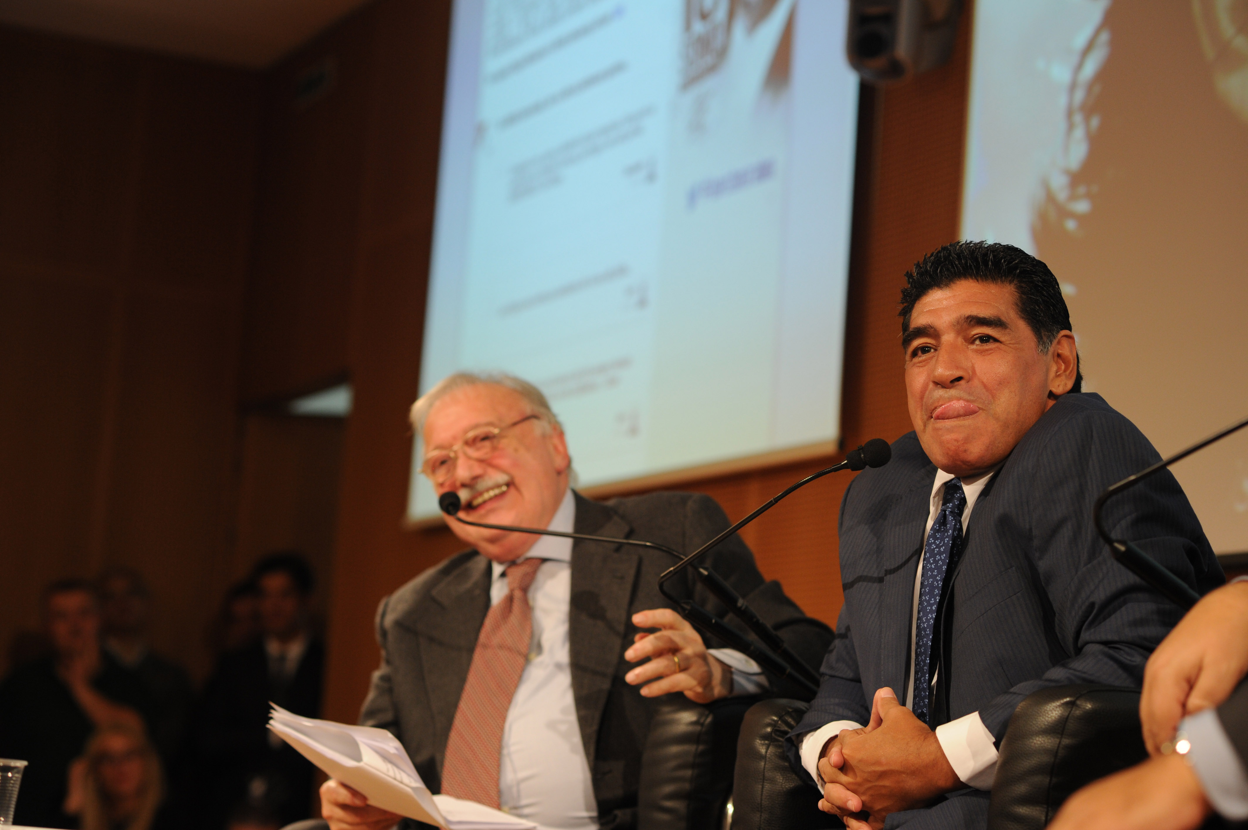 Gianni Mina and Diego Armando Maradona (Photo by Stefania D'Alessandro/Getty Images)