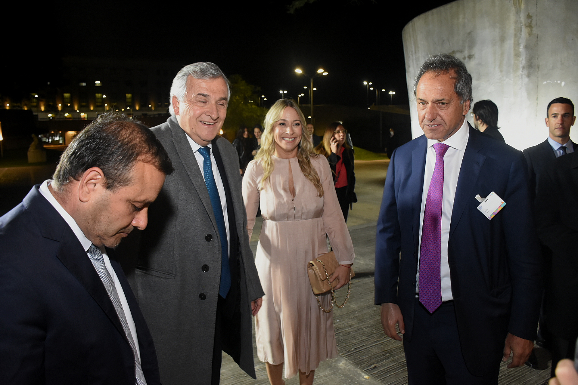 El gobernador de Jujuy, Gerardo Morales, su mujer Tulia Snopek y el embajador argentino en Brasil, Daniel Scioli