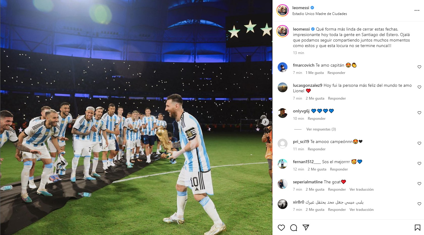 “Que esta locura no se termine nunca”: el mensaje de Lionel Messi tras hacer historia en la goleada de Argentina en Santiago del Estero