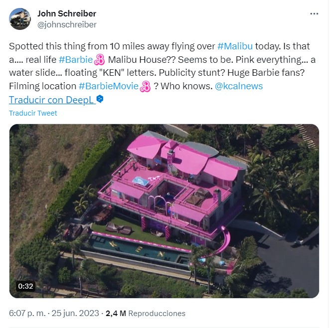 Fue el periodista John Schreiber el primero en documentar la casa de los sueños de Barbie en Malibú
Foto: Twitter/John Schreiber
