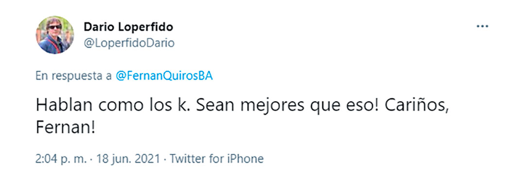 El ex funcionario Darío Loperfido criticó al Ministro de Salud porteño Fernán Quirós por decir "personas gestantes" convirtiendo el llamado a vacunar embarazadas en una guerra interna de Cambiemos y externa con el kirchnerismo.