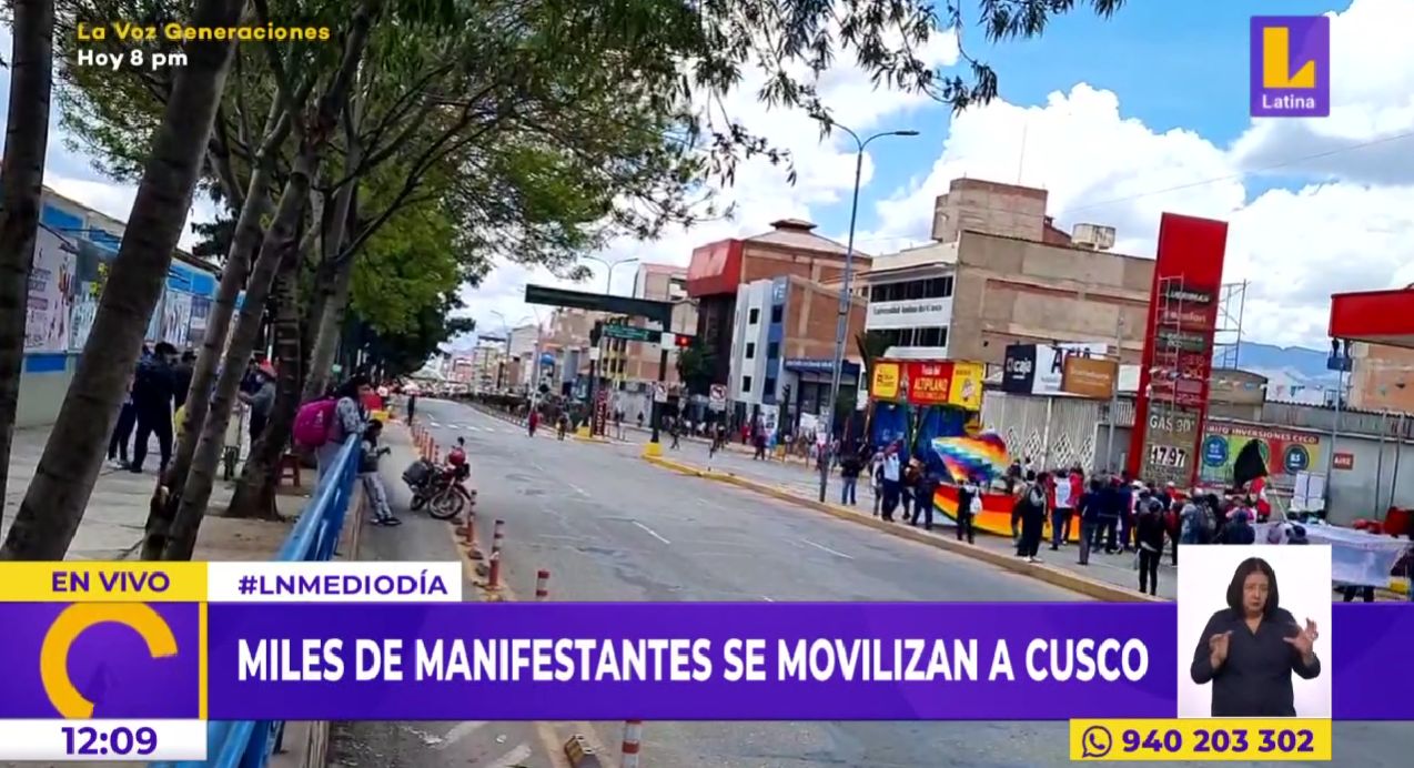 Manifestantes de Canchis llegan al Cusco. (Latina Noticias)