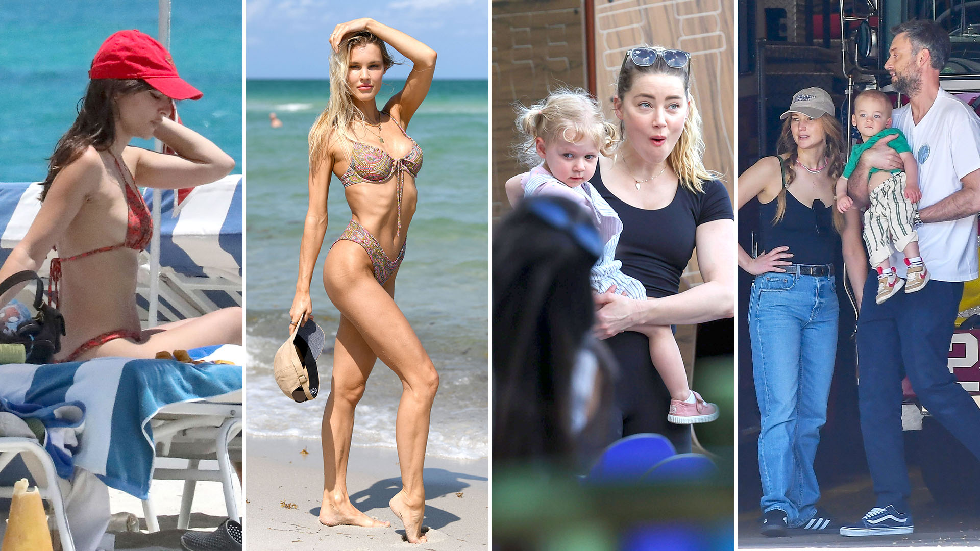 Emily Ratajkowski disfrutó de un día de playa en Miami, Amber Heard paseó con su hija en Madrid: celebrities en un click