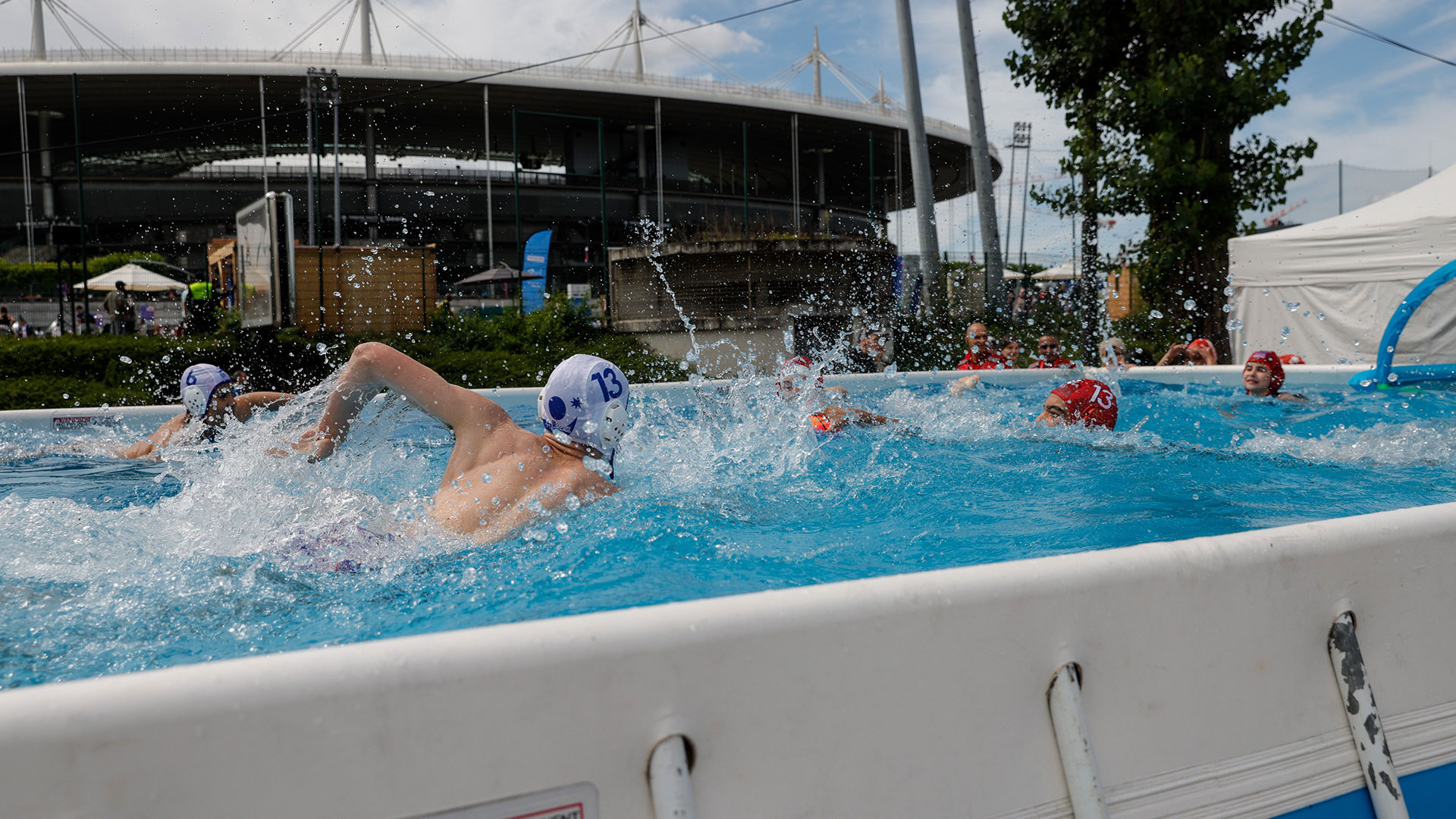 Water polo was one of more than 30 Olympic sports showcased at Olympic Day, in the shadow of the Stade de France (Paris 2024)