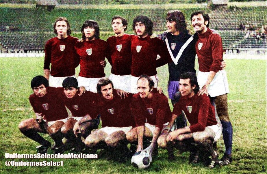Die mexikanische Nationalmannschaft von 1973 konnte sich nach einer 0:4-Niederlage gegen Trinidad und Tobago nicht für die Weltmeisterschaft 1974 in Deutschland qualifizieren (Foto: Twitter/@UniformsSelec1)