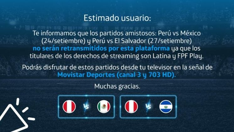 Movistar Play no transmitirá los duelos de Perú ante México y El Salvador