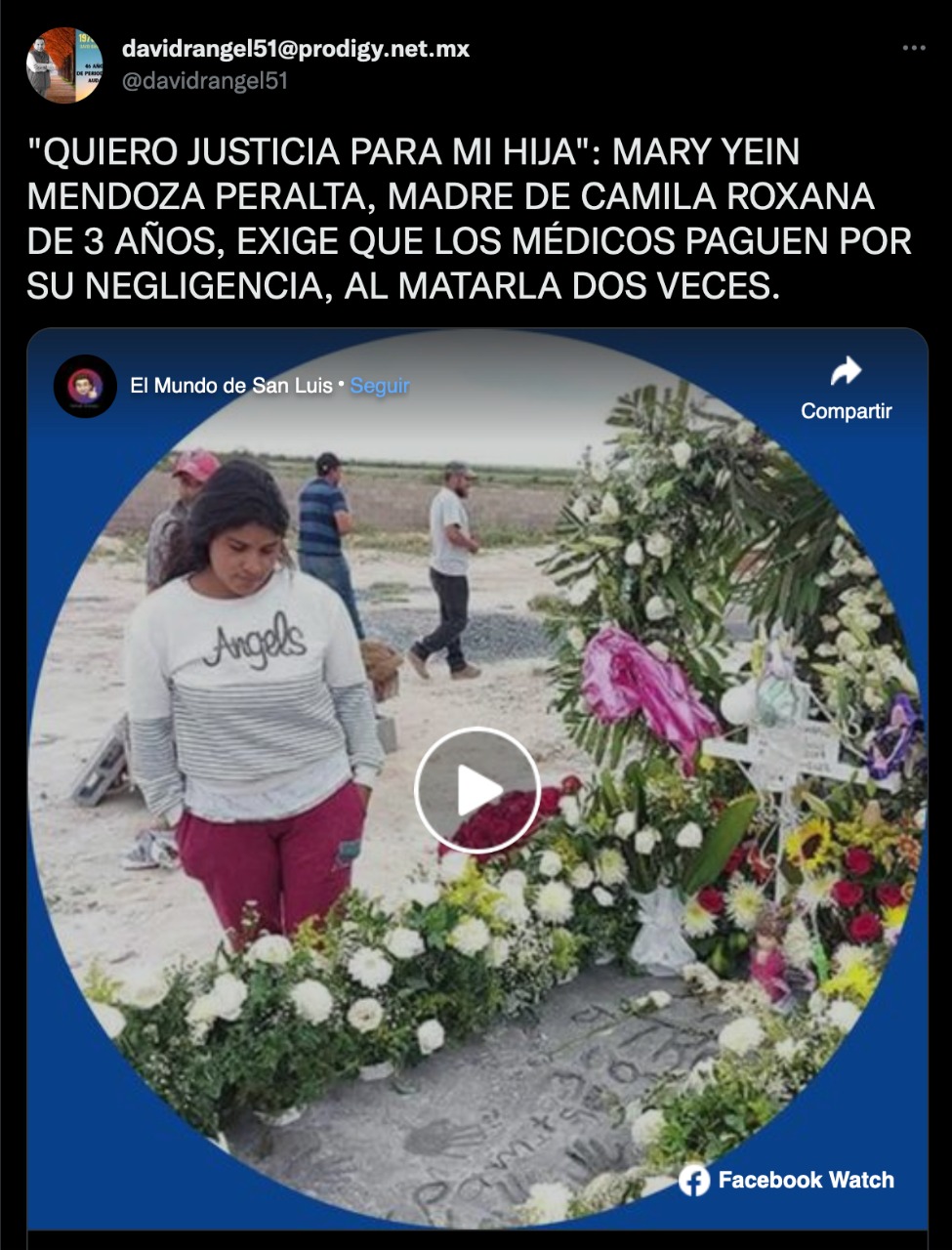 Familiares piden justicia a través de redes sociales para su hija Camila. (Foto: Twitter/@davidrangel51).
