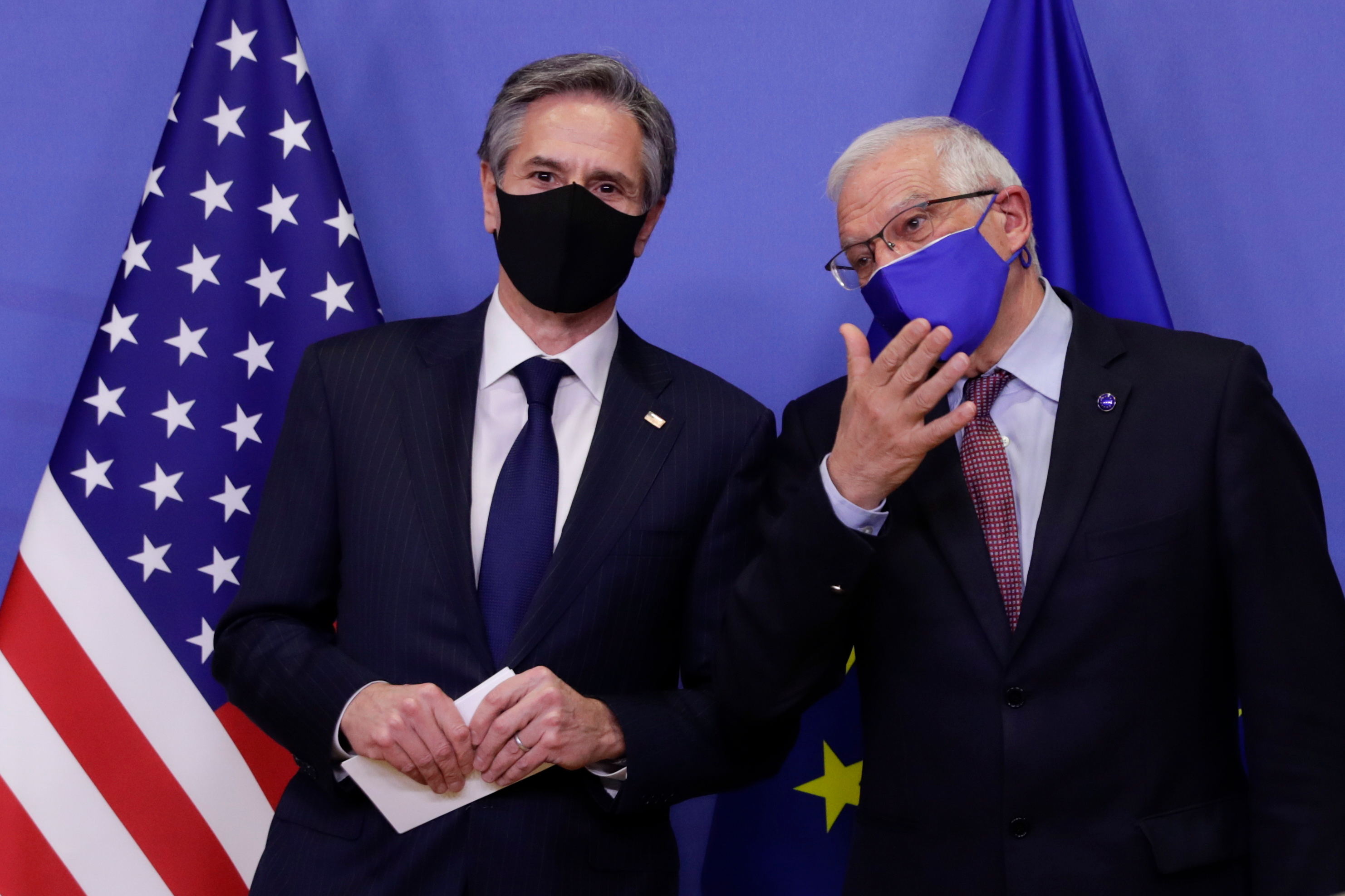 El alto representante de la Unión Europea (UE) para Asuntos Exteriores, Josep Borrell, y el secretario de Estado de Estados Unidos, Antony Blinken, en una imagen de archivo. EFE/EPA/OLIVIER HOSLET / POOL
