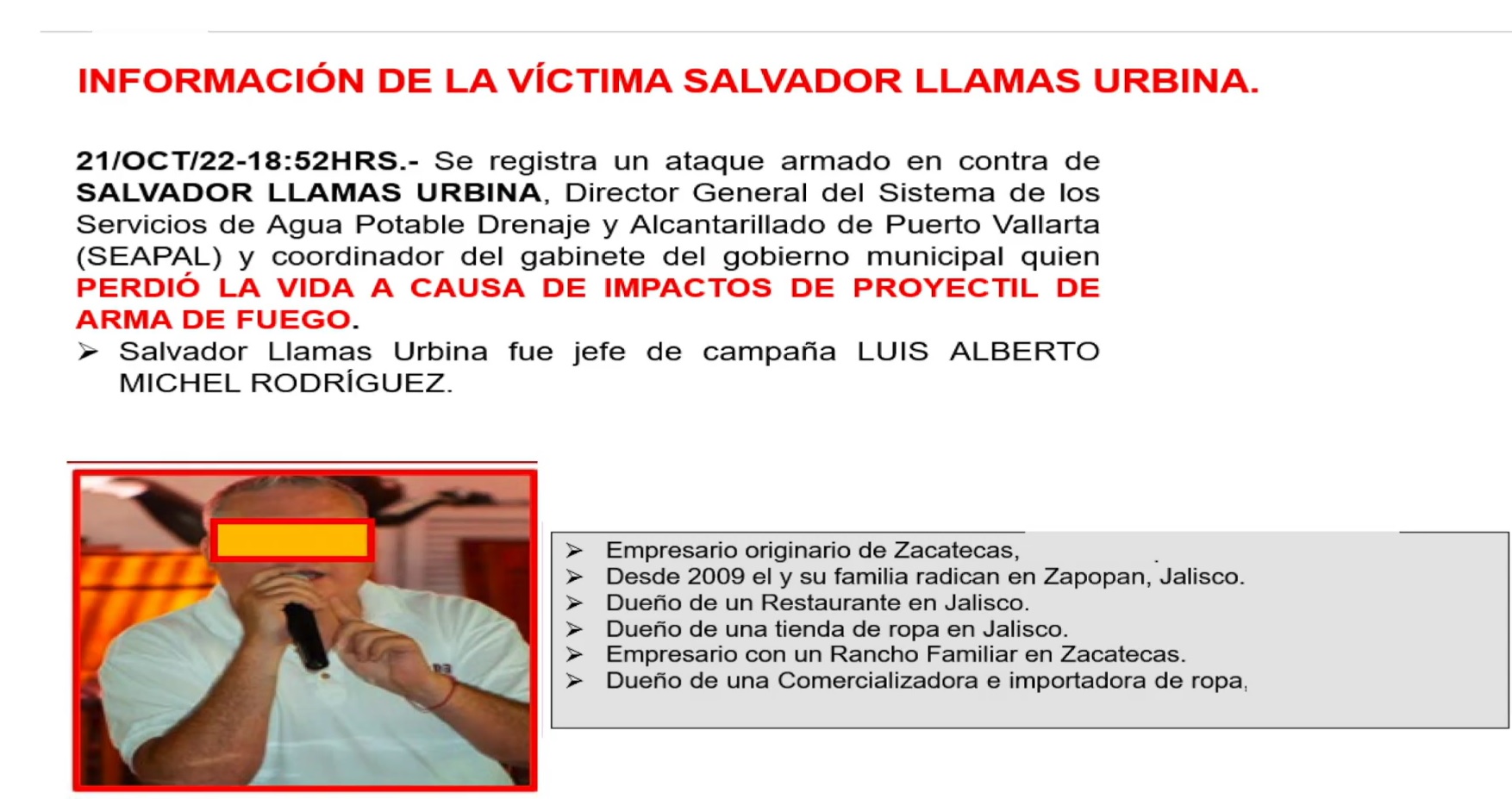 Así como Aristóteles Sandoval, Salvador Llamas Urbina, consejero de Morena, comía con sus asesinos antes de que le dispararan. (Foto: Captura de pantalla).