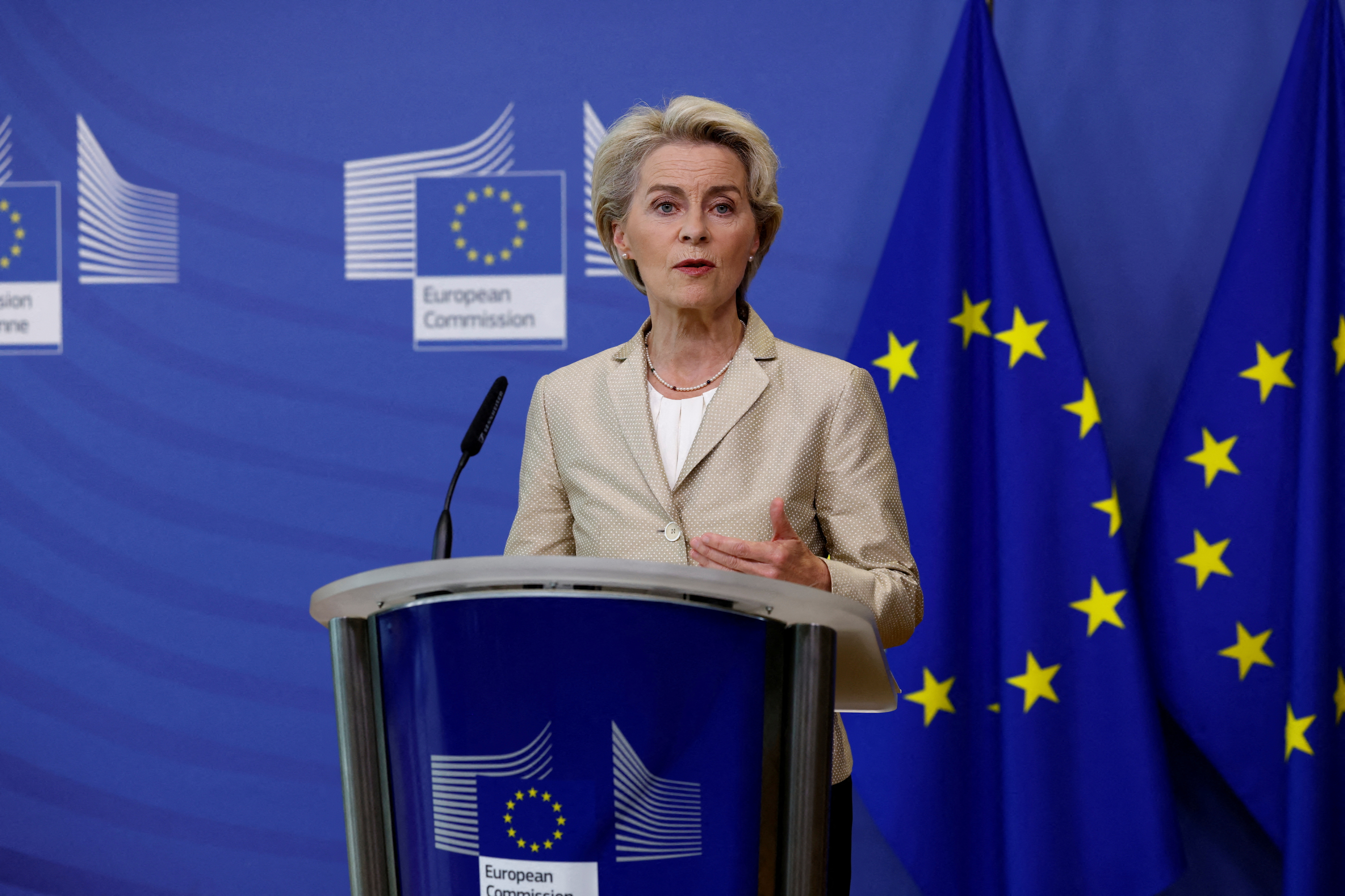 Ursula von der Leyen se refirió al octavo paquete de sanciones que se prevé contra Rusia, a raíz de los referendos celebrados en cuatro zonas ucranianas (REUTERS)
