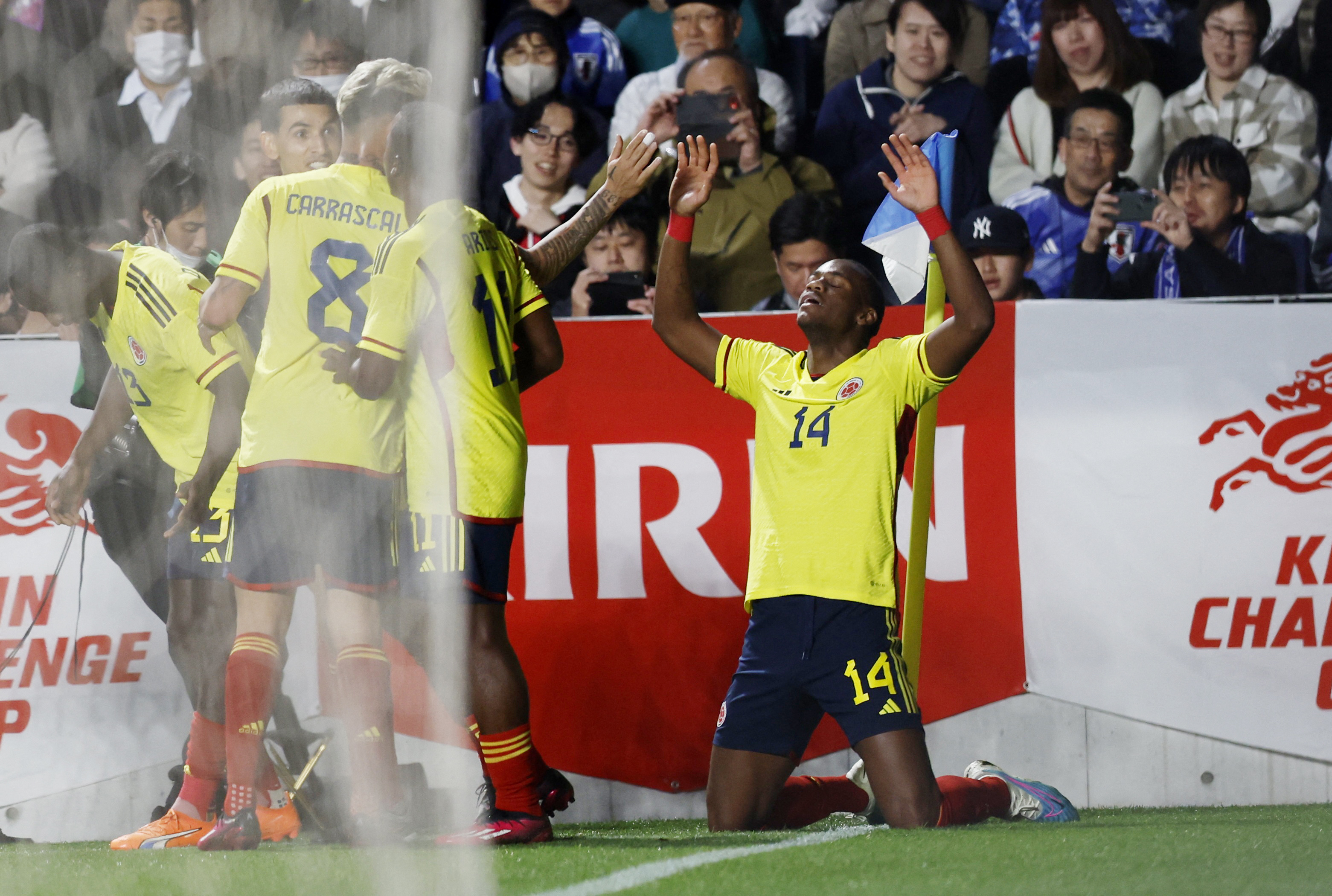 Jhon Jáder Durán marcó el primer gol del compromiso ante la selección japonesa. REUTERS/Issei Kato